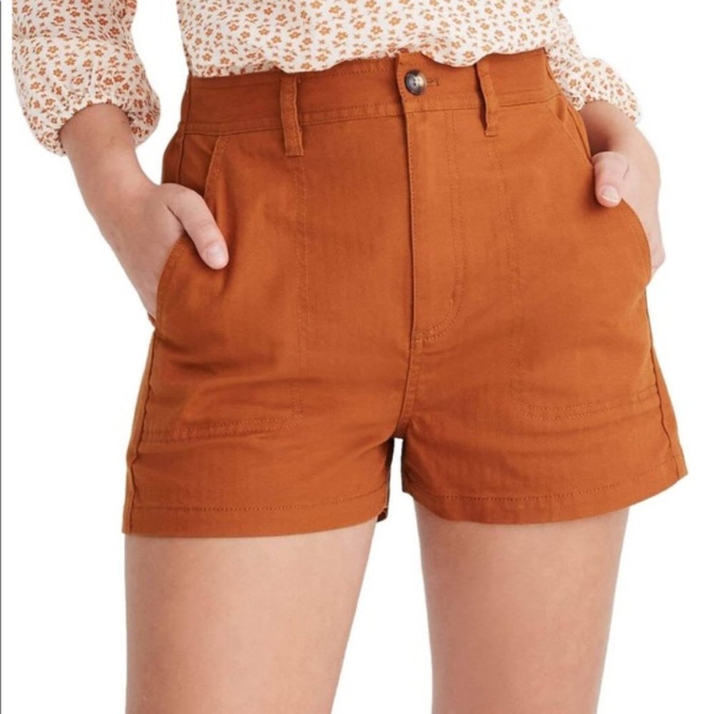 Madewell camp shorts in burnt sienna orange